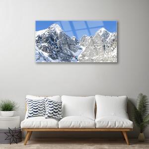 Quadro su vetro Paesaggio di montagna innevato 100x50 cm
