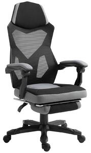 Vinsetto Sedia da Gaming con Schienale e Altezza regolabile, Ruote girevoli e Poggiapiedi, 58x72x108-118 cm, Grigia e Nera