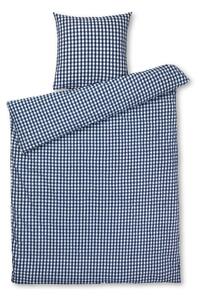 Biancheria da letto in crêpe bianca e blu scuro per letto singolo 140x200 cm Bæk&Bølge - JUNA