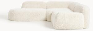 Divano angolare componibile 4 posti con chaise longue in teddy Wolke