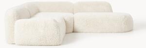 Divano angolare componibile 4 posti con chaise longue in teddy Wolke