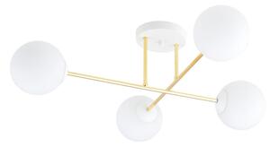 Lampadario da Soffitto MAGNUM 4 in Acciaio e Vetro 4xE14 Colore del corpo Bianco e Oro