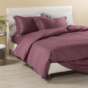 Completo Copripiumino In Raso Di Cotone Raso Matrimoniale Dreaming Tinta Unita Mauve Caleffi
