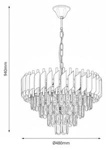 Lampadario a catena CRISTAL 7xE14/10W/230V nero/oro