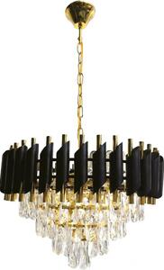 Lampadario a catena CRISTAL 7xE14/10W/230V nero/oro