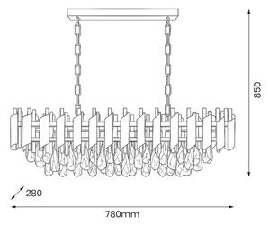 Lampadario a catena CRISTAL 10xE14/10W/230V nero/oro