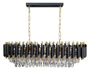 Lampadario a catena CRISTAL 10xE14/10W/230V nero/oro