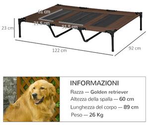 PawHut Brandina per Cani di Taglia Piccola e Media Rialzata in Acciaio e  Tessuto Traspirante, 111x65.5x19cm, Nero