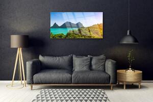 Quadro in vetro Montagne Mare Alberi Paesaggio 100x50 cm