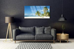 Quadro in vetro Spiaggia Palma Mare Paesaggio 100x50 cm