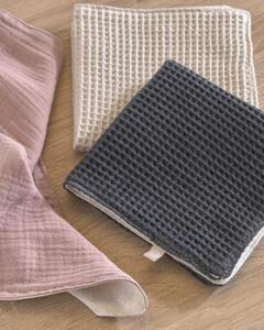 Set Indi 3 asciugamani 100% cotone organico (GOTS) rosa beige e grigio