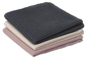 Set Indi 3 asciugamani 100% cotone organico (GOTS) rosa beige e grigio