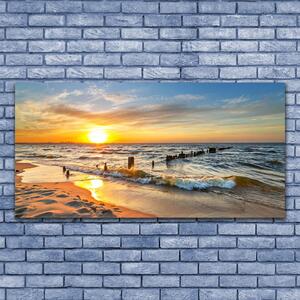 Quadro su tela Spiaggia del mare al tramonto 100x50 cm