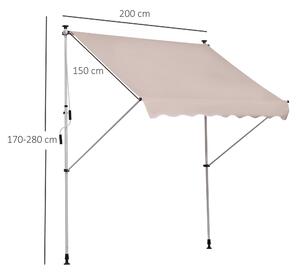 Outsunny Tenda da Sole da Esterno a Rullo con Manovella, Altezza e Angolazione Regolabile, 200x150cm