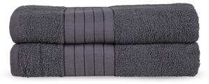 Set di 2 asciugamani in spugna di cotone antracite 70x140 cm - Good Morning