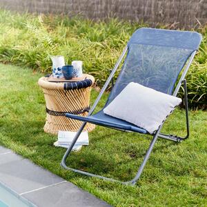 Sedia a sdraio da giardino senza cuscino Biganos pieghevole in acciaio con seduta in textilene blu