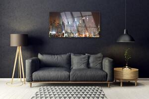 Quadro vetro Città della notte New York 100x50 cm