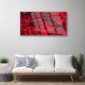 Quadro in vetro Rose rosse Fiori di natura 100x50 cm