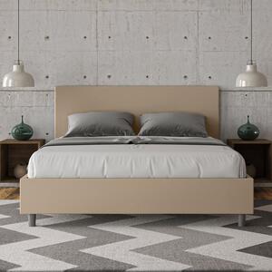 Letto con Testata a scelta giroletto, contenitore o con rete a doghe Tessuto Idrorepellente Tortora 80x190 Singolo standard / Senza Rete