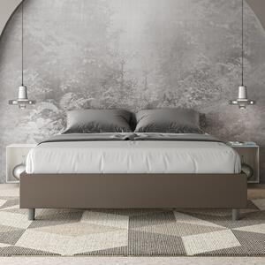 Letto senza Testata a scelta giroletto, contenitore o con rete a doghe Similpelle Cappuccino 140x200 / Senza Rete