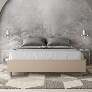 Letto senza Testata a scelta giroletto, contenitore o con rete a doghe Similpelle Tortora 140x200 / Senza Rete