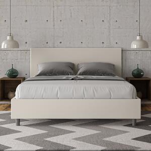 Letto con Testata a scelta giroletto, contenitore o con rete a doghe Tessuto Idrorepellente Bianco 80x190 Singolo standard / Rete a Doghe