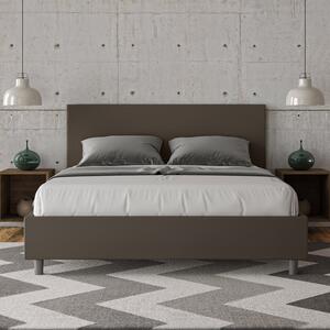 Letto con Testata a scelta giroletto, contenitore o con rete a doghe Tessuto Idrorepellente Cappuccino 80x190 Singolo standard / Senza Rete