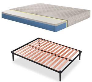 Kit Materasso Memory rigido alto 20 cm con tessuto antimicrobico e Rete a Doghe - Memory 15+3 80x190 Singolo standard