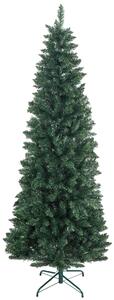 HOMCOM Albero di Natale Artificiale 210cm con 687 Rami, Design Alto e Stretto con Base Pieghevole, Verde