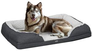 PawHut Lettino per Cani Taglia Grande Imbottito con Cuscino Rimovibile Lavabile, 120x80x22cm, Grigio Carbone