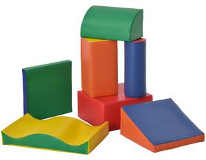 HOMCOM Set 7 Blocchi di Costruzioni Morbide per Bambini da 1-3 Anni per Casa e Scuola, Multicolore