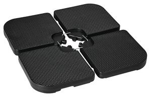 Outsunny Basamento per Ombrellone set 4 Pezzi Impilabili con Maniglie Integrate, in HDPE, 99.7x99.7x8.3 cm, Nero