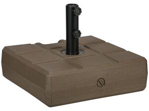 Outsunny Base per Ombrellone da Giardino Riempibile con Maniglia in HDPE e Acciaio, 49x49x36.5 cm, Marrone