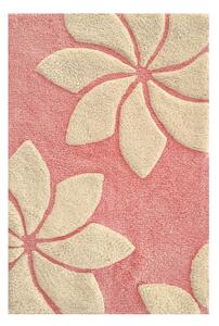 Tappeto arredo bagno Loto in cotone con fiori in rilievo Rosa 60x130