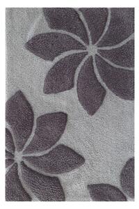 Tappeto arredo bagno Loto in cotone con fiori in rilievo Grigio 50X80