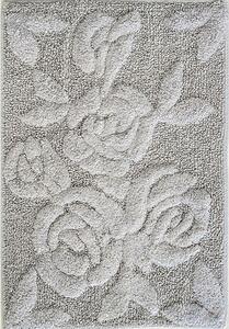 Tappeto bagno in cotone con disegno Rose in rilievo grigio Grigio 50X80