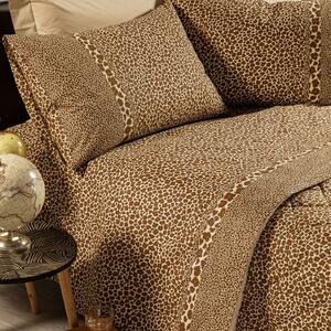 Completo Lenzuola Singolo Ambra Leopard New Generation, In Cotone Caleffi