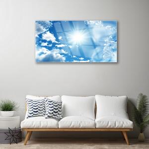 Quadro di vetro Sole Nuvole Cielo Blu 100x50 cm