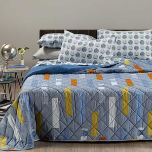 Copriletto Trapuntato Singolo Bluette Denim New Generation, In Cotone Caleffi