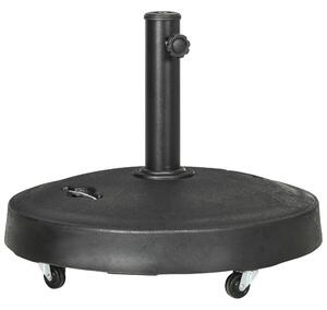 Outsunny Base per Ombrellone da 23.5kg con 2 Manovelle e Rotelle, in Resina e Acciaio, Ø53x41 cm, Nera|Aosom