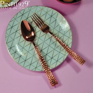 Pinti Palace Treasure Martellato Copper Set Posate 24 Bauletto Regalo Set In Acciaio Lucido Color Rame