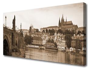 Quadro su tela Paesaggio del ponte di Praga 100x50 cm