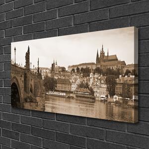 Quadro su tela Paesaggio del ponte di Praga 100x50 cm