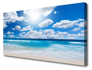 Stampa quadro su tela Paesaggio delle nuvole della spiaggia del mare 100x50 cm