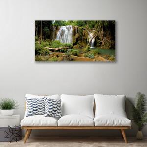 Quadro stampa su tela Cascata del fiume della foresta naturale 100x50 cm