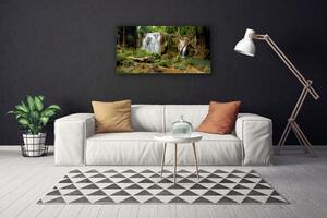 Quadro stampa su tela Cascata del fiume della foresta naturale 100x50 cm