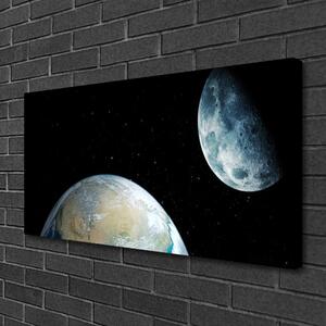 Quadro su tela Luna Terra Cosmo 100x50 cm