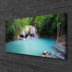 Stampa quadro su tela Cascata del lago della foresta naturale 100x50 cm