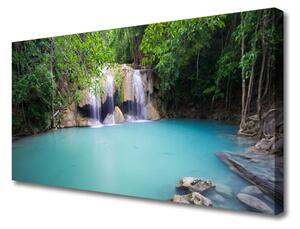 Stampa quadro su tela Cascata del lago della foresta naturale 100x50 cm