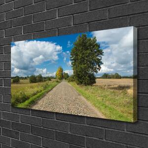 Quadro su tela Paesaggio della pavimentazione stradale del villaggio 100x50 cm